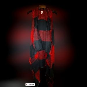 Womens red black plad duster